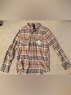 Exclusive 2023 Sanrio Brown and Cream Plaid Shirt (BoxLunch)